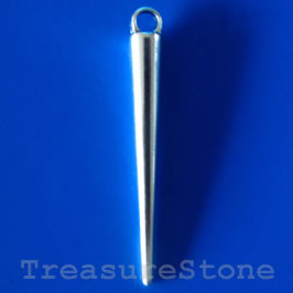 Pendant/charm, silver-finished,7x47mm spike. Pkg of 3.
