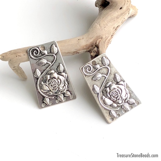 Pendant/charm, silver-finished, 27x42mm. Pkg of 2.