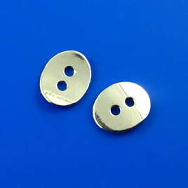 Bead, silver-finished, 10x14mm button. Pkg of 8.
