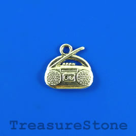 Charm/pendant, silver-plated, 14x15mm stereo. Pkg of 8.