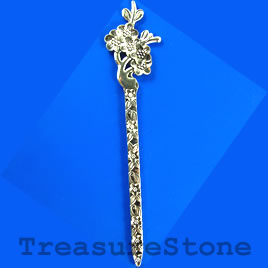 Hair stick, silver colored, 134mm. Sold individually.