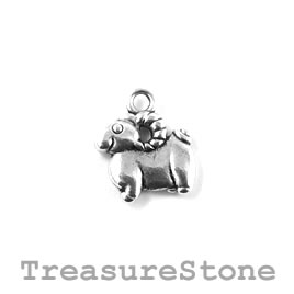 Charm/Pendant, silver-colored, 12mm sheep. Pack of 10.