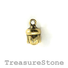 Charm, gold-plated, 8x10mm Buddha Head. Pkg of 8.