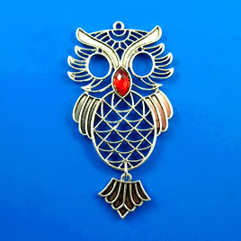 Pendant, silver-finished, 70mm Owl. Each. - Click Image to Close