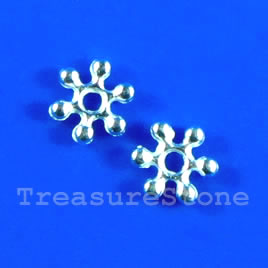 Bead, silver-finished, 7mm daisy spacer. 15pcs.