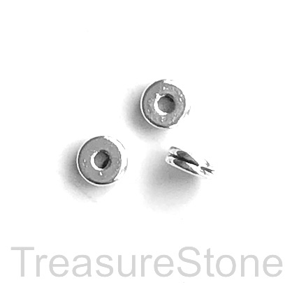 Bead, antiqued silver finished, 2x6mm double disc. Pkg of 15.
