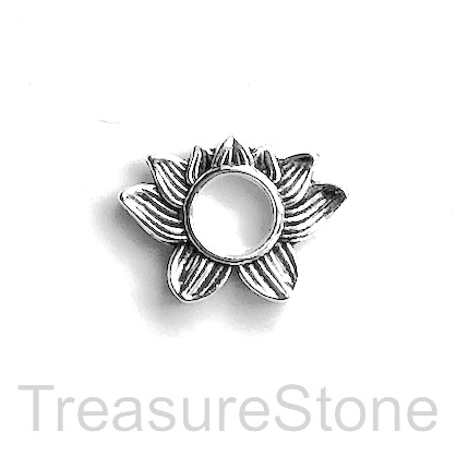 Bead frame, silver finished, 14x19mm lotus flower. 8pcs