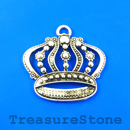 Pendant, silver-finished, 39x49mm Royal Crown. each.