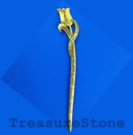 Hair stick, brass colored, 160mm. Sold individually.