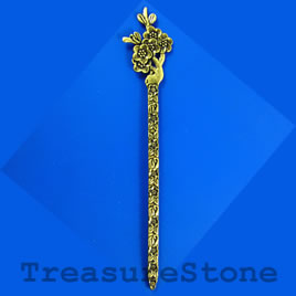 Hair stick, brass colored, 160mm. Sold individually.