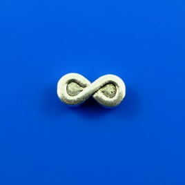 Bead, silver-finished, 6x13mm infinity. Pkg of 12.