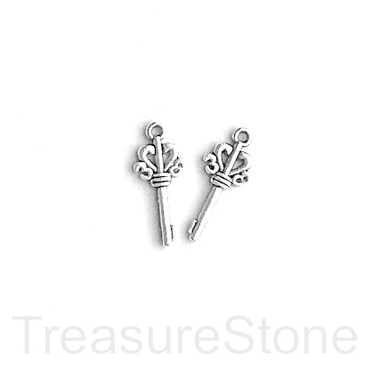 Charm, 9x18mm silver-colored key. Pkg of 12.