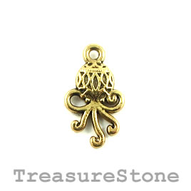 Charm/Pendant, gold-plated, 11x16mm Octopus. Pack of 12. - Click Image to Close