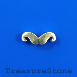 Bead, silver-colored, 5x17mm mustache. Pkg of 9.