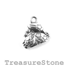 Charm/Pendant, silver-plated, 11mm Cancer. Pack of 10.