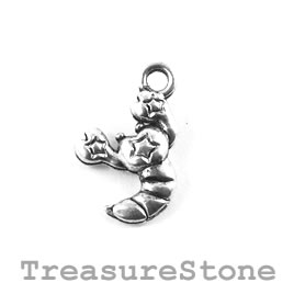 Charm/Pendant, silver-plated, 11mm Scorpion. Pack of 12.