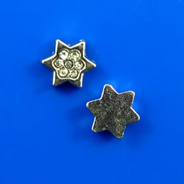 Floating charm, silver-finished, 8mm star with crystal. Pkg of 8