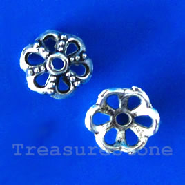 Bead cap, antiqued silver-finished, 9x3mm. Pkg of 20.