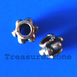 Bead, antiqued copper-finished, 6x4mm spacer. Pkg of 20.