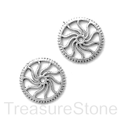 Charm/Pendant, silver-plated, 20mm wheel. Pkg of 5.