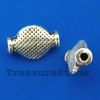 Bead, antiqued silver-finished, 9x12mm. Pkg of 15.