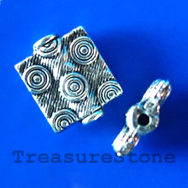Bead, antiqued silver-finished, 10x12mm. Pkg of 10