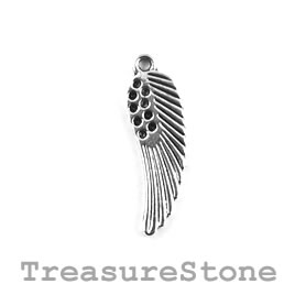 Charm/Pendant, silver-plated, 23mm Angel Wing. Pack of 6.