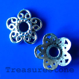 Bead cap, antiqued silver-finished, 12mm. Pkg of 12.