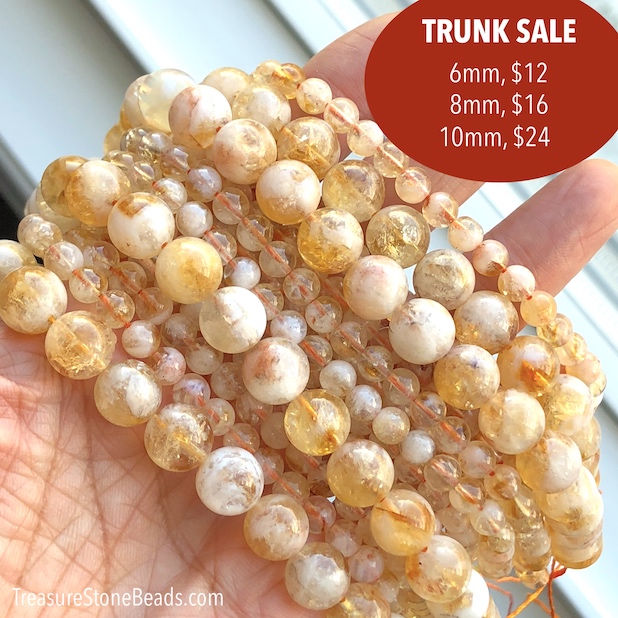 TRUNK SALE: Bead, citrine, 6mm round. 14.5, 66pcs - Click Image to Close