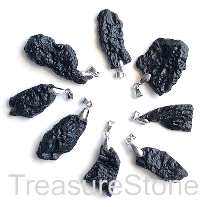 Charm/ Pendant, meteorite tektite, rough, about 35mm long. Each.