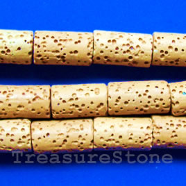 Bead, yellow Lava (dyed), about 8x15mm tube. 13pcs. - Click Image to Close