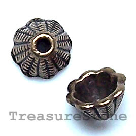 Bead cap, antiqued brass finished, 8x6mm. Pkg of 20.