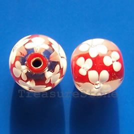 Bead, lampworked glass, 16x13mm. Pkg of 4