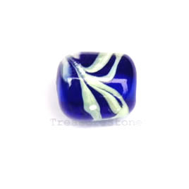 Bead, lampworked glass, blue, 11x13mm round tube. Pkg of 6.