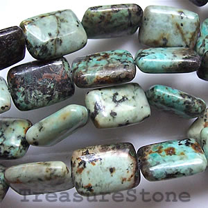 Bead, african turquoise, 10x14mm rectangle. 16-inch strand.