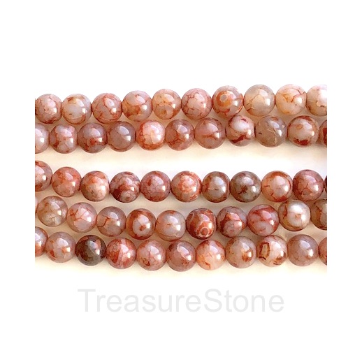Bead, agate, brown, dyed, 8mm round. 15 inch, 47pcs - Click Image to Close