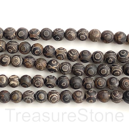 Bead, dark brown agate, 8mm round matte. 14", 47pcs