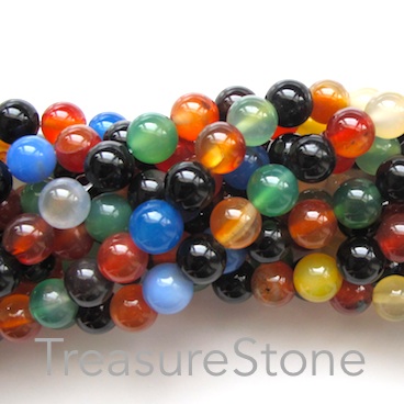 Bead, agate (dyed), mixed colour, grade B, 6mm round. 15-inch,62 - Click Image to Close
