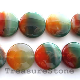 Bead, agate (dyed), 30mm puffed round. Sold per pkg of 13.