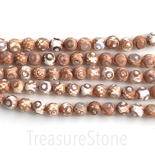 Bead, agate,light brown, pattern 2,8mm faceted round.14.5",46pcs