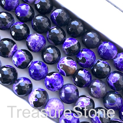 Bead, agate,dyed,black, purple,10mm faceted round. 14.5inch,38pc
