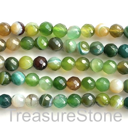 Bead, agate (dyed), green yellow, 8mm, faceted round. 15", 47pcs
