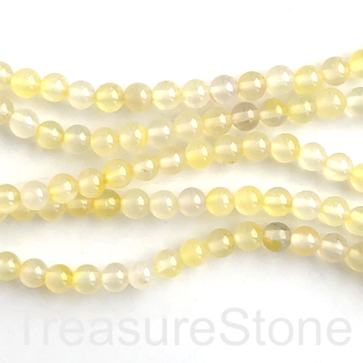 Bead, agate (dyed), light yellow, 6mm round. 15-inch, 62pcs - Click Image to Close