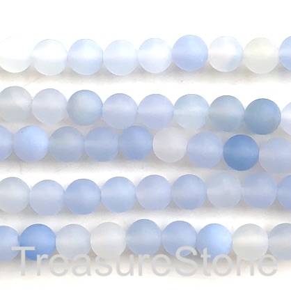 Bead, agate, dyed, light blue, 8mm round, matte, frosted. 15",48 - Click Image to Close