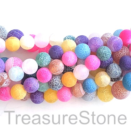 Bead, agate, dyed, mixed patterned, 10mm round, matte. 14.5", 38 - Click Image to Close