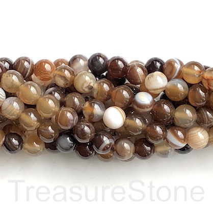 Bead, agate (dyed), brown, 6mm round. 15-inch, 62pcs - Click Image to Close