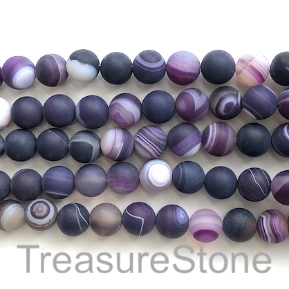 Bead, agate (dyed), purple, 10mm round, matte. 15-inch, 37pcs