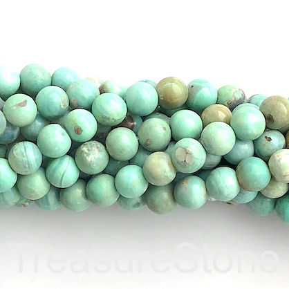 Bead, agate (dyed), turquoise, 8mm round. 14.5-inch, 47pcs