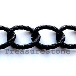 Chain, aluminum, black,18x24mm twisted curb - By meter