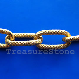 Chain, aluminum, gold,15x27mm flat oval - By meter